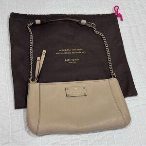 Kate Spade Berkshire Road Taupe Leather Chain Shoulder Bag